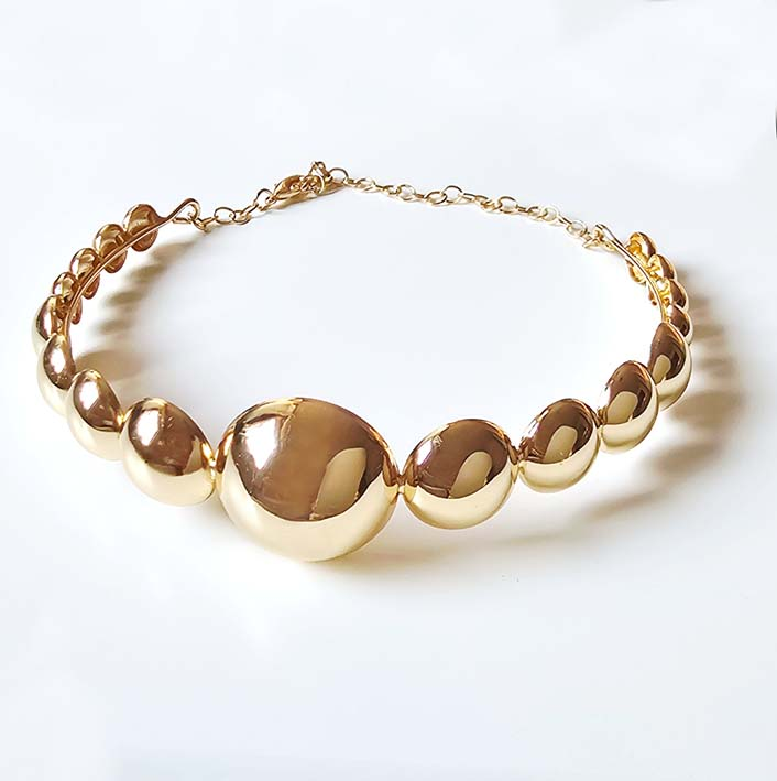 Colar Chocker Esferas Gold