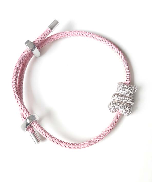 Pulseira Ursinho Cravejado Rosa