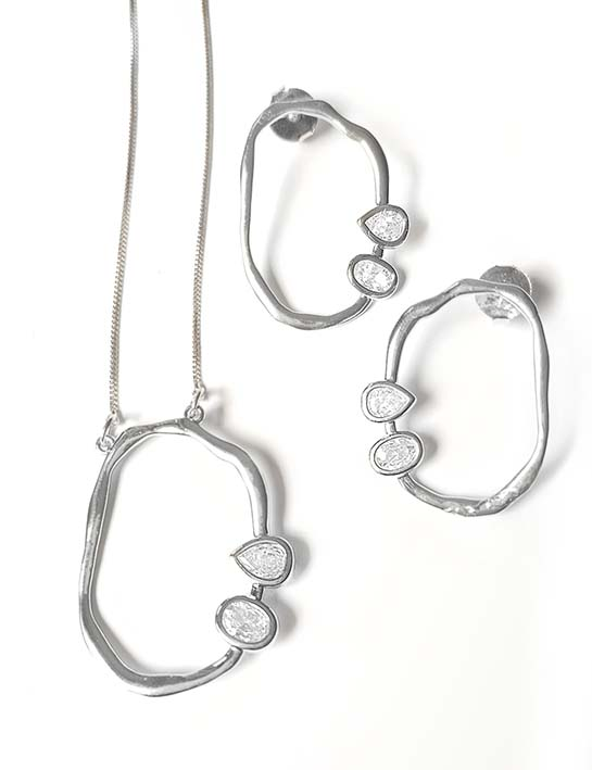 Colar Conjunto Elos Organic Silver